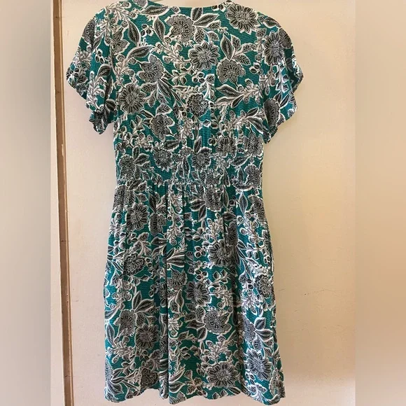 LOFT Teal and Black Floral Mini Dress - Picture 5 of 6